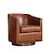 Flash Furniture Myles Club Style Commercial Barrel Accent Armchair, Brown Leathersoft Upholstery, Brass Nail Trim BS-AC22-061-BRNPU-GG - alternate 6